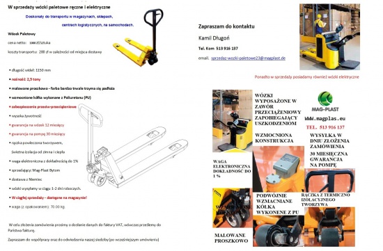 Wózek Paletowy 2,5 tony z wagą elekroniczną